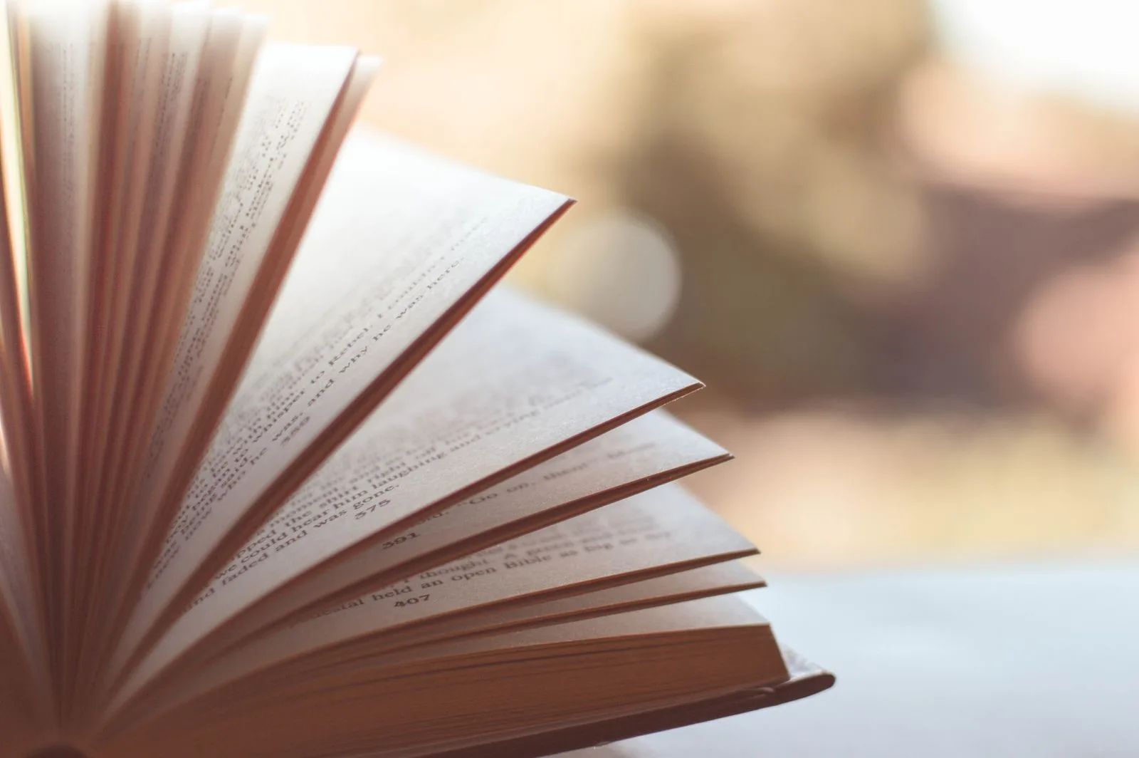 An open book with softly lit pages.