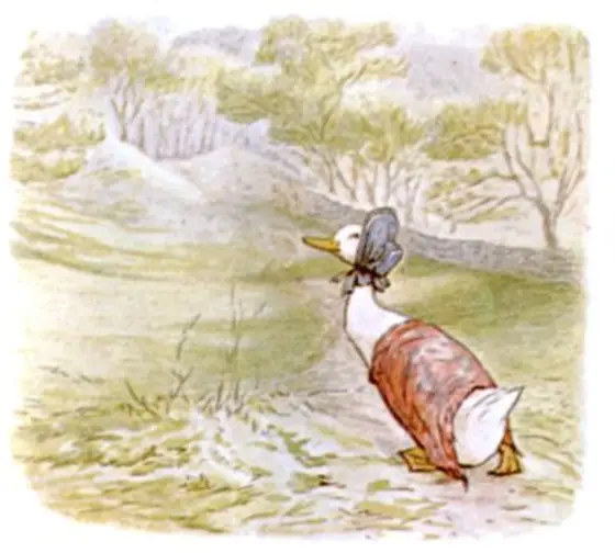 Beatrix Potter's picture for the passage: She set off on a fine spring afternoon along…
