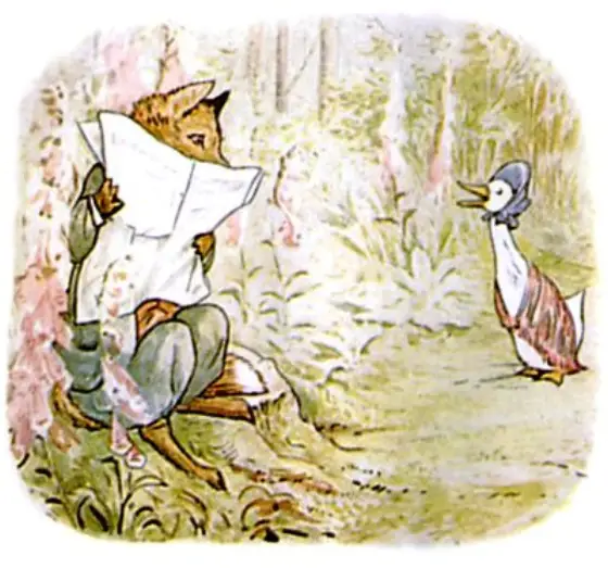 Beatrix Potter's picture for the passage: The gentleman raised his eyes above his newspaper and…