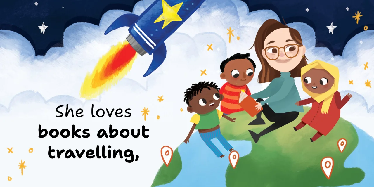 Julia Loves Books — illustrated spread 6 of 12. Official Book Dash page image with embedded story text and artwork.