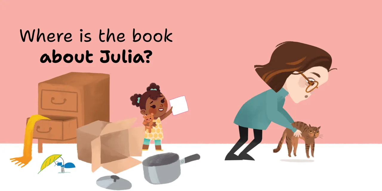 Julia Loves Books — illustrated spread 9 of 12. Official Book Dash page image with embedded story text and artwork.