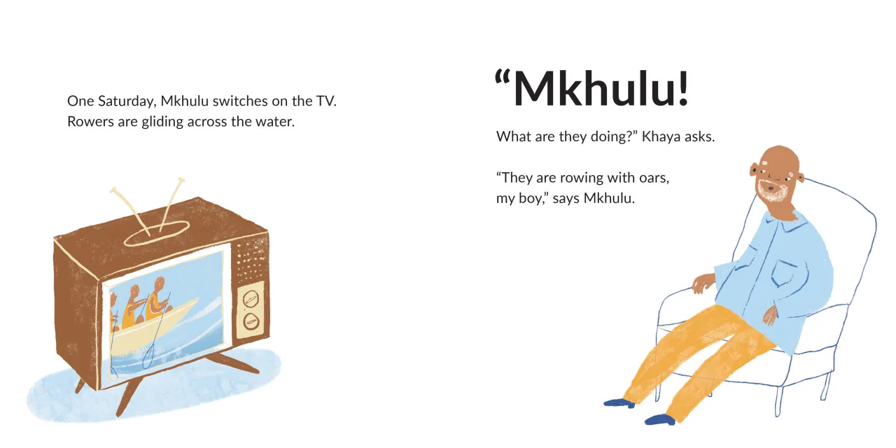 Khaya Wants to Row — illustrated spread 4 of 12. Official Book Dash page image with embedded story text and artwork.