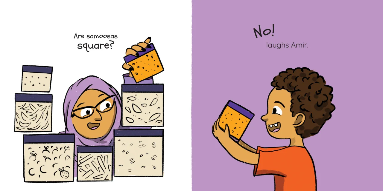Samoosas! — illustrated spread 2 of 12. Official Book Dash page image with embedded story text and artwork.
