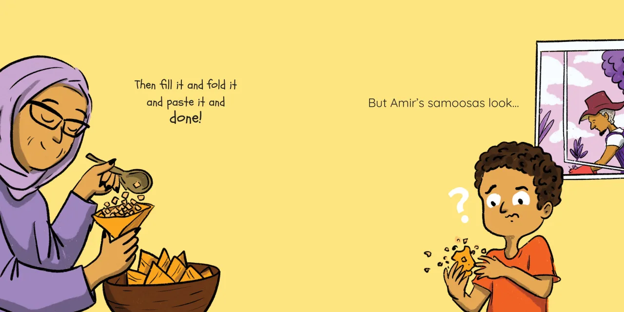 Samoosas! — illustrated spread 6 of 12. Official Book Dash page image with embedded story text and artwork.