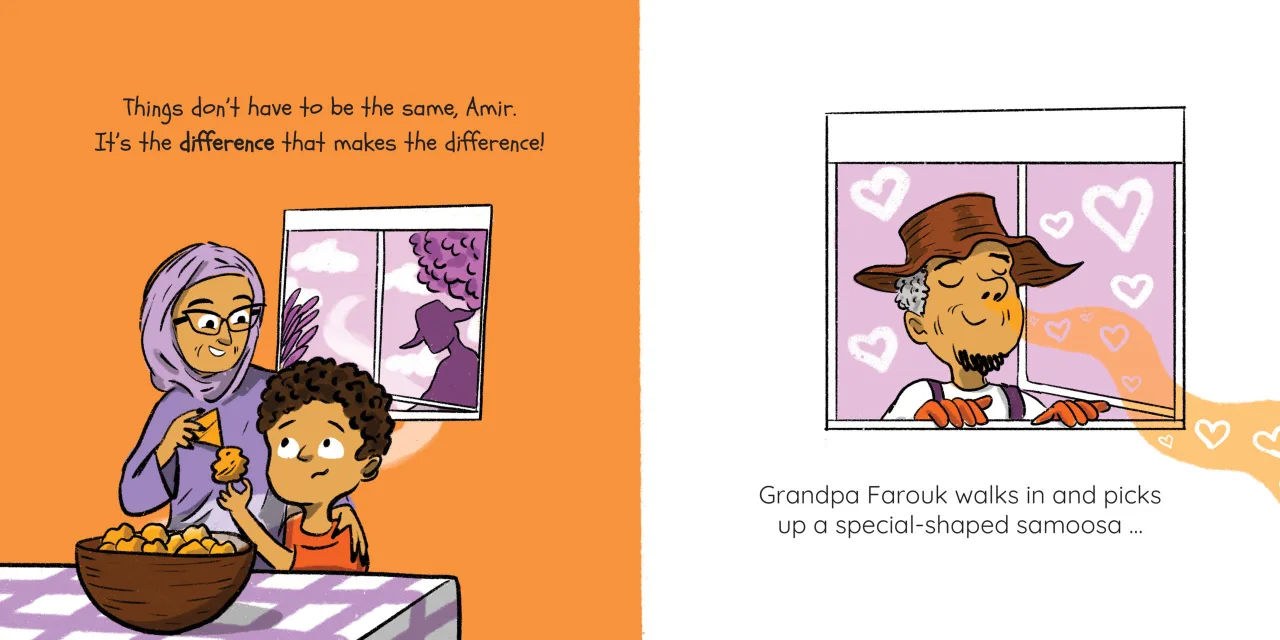 Samoosas! — illustrated spread 8 of 12. Official Book Dash page image with embedded story text and artwork.