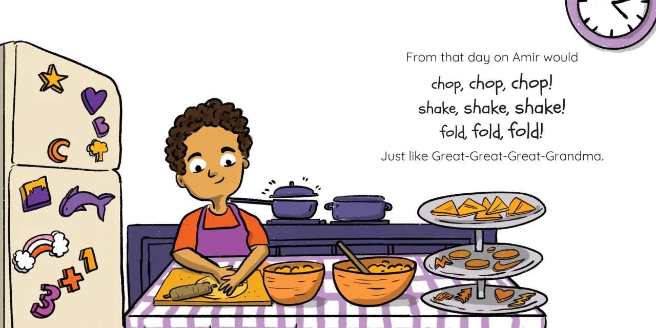 Samoosas! — illustrated spread 11 of 12. Official Book Dash page image with embedded story text and artwork.