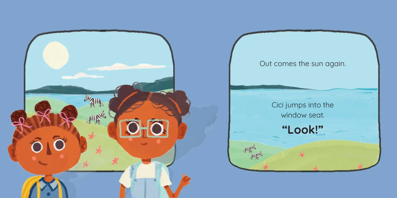 The Window Seat — illustrated spread 11 of 12. Official Book Dash page image with embedded story text and artwork.