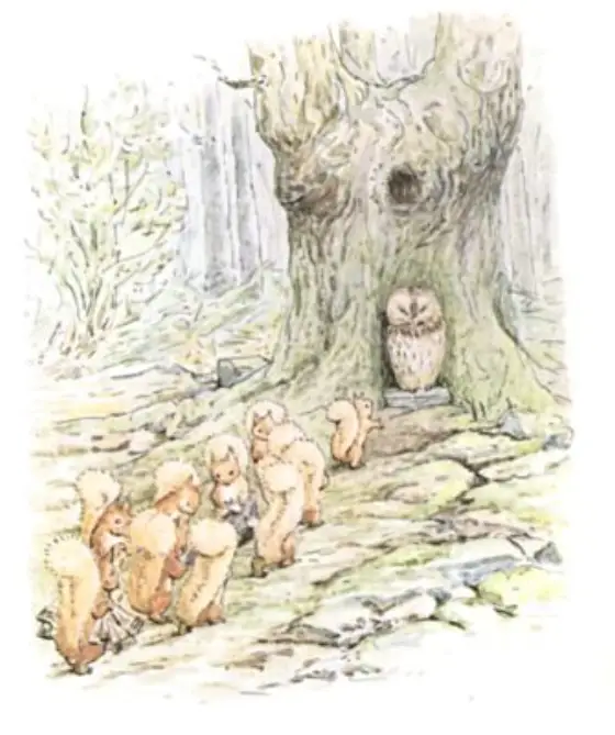 Beatrix Potter's picture for the passage: But next morning they all came back again to…