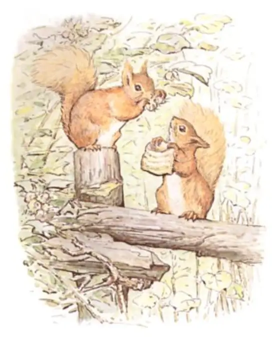 Beatrix Potter's picture for the passage: This is a Tale about a tail—a tail that…