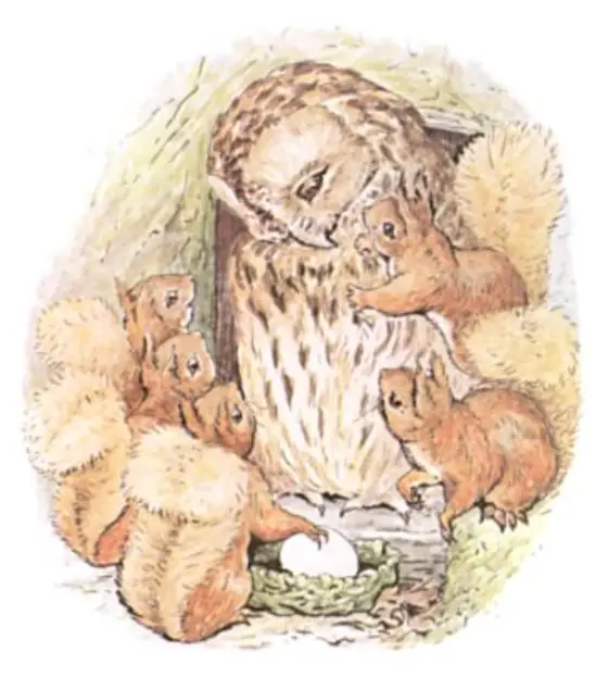 Beatrix Potter's picture for the passage: Now old Mr. Brown took an interest in eggs;…