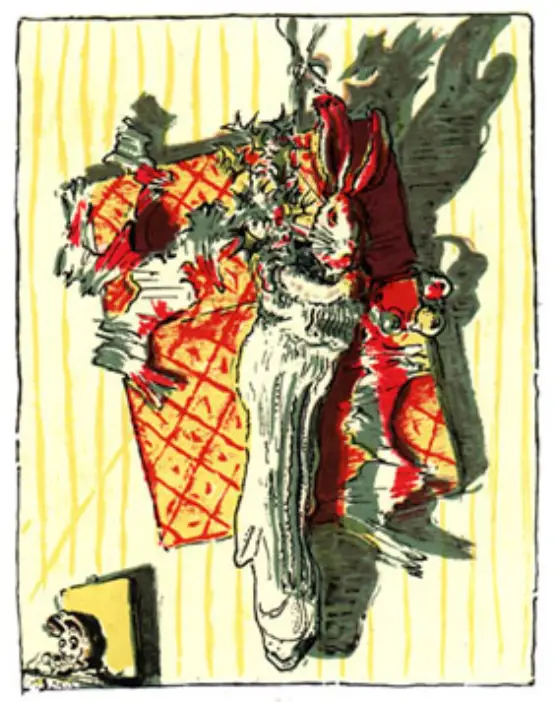 The Velveteen Rabbit wedged in the top of the Boy's stocking on Christmas morning.
