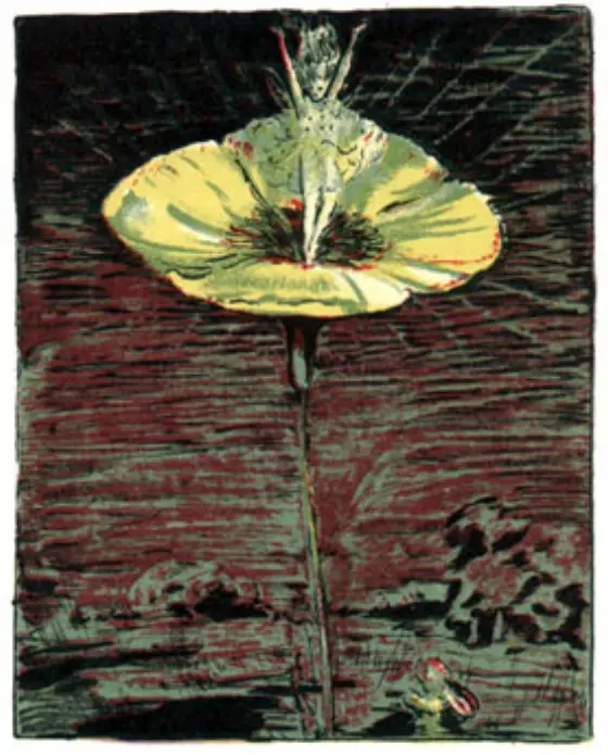 The nursery magic Fairy rising from the mysterious flower.
